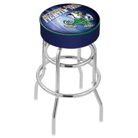 Holland Bar Stool Co 30" Notre Dame Leprechaun Cushion Seat, 2-Ring Chrome Swivel Bar Stool L7C130ND-Lep-D2